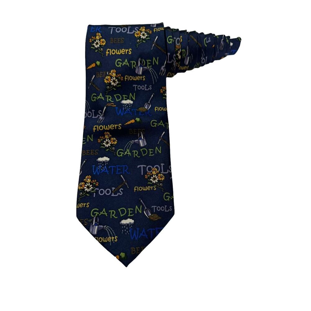 Utopia Gardening Tools Bees Flowers Novelty Necktie 100% Silk